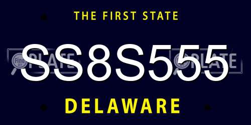 SS8S555 Delaware License Plate