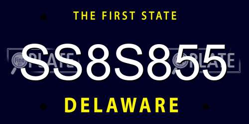 SS8S855 Delaware License Plate