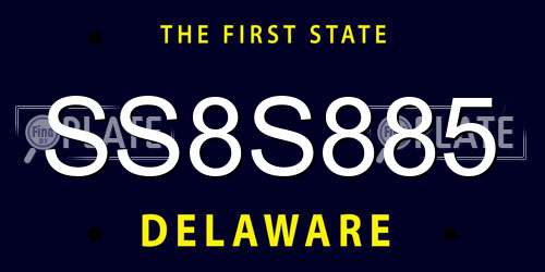 SS8S885 Delaware License Plate