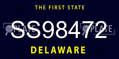 SS98472 Delaware License Plate