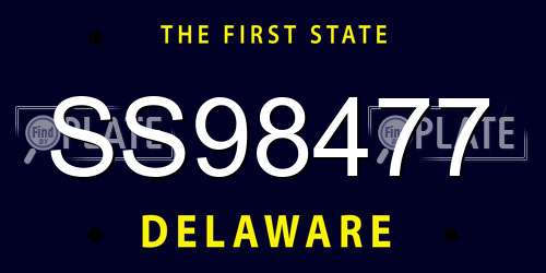 SS98477 Delaware License Plate