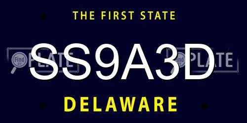 SS9A3D Delaware License Plate