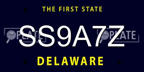 SS9A7Z Delaware License Plate