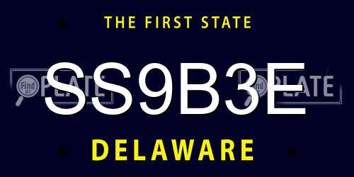 SS9B3E Delaware License Plate