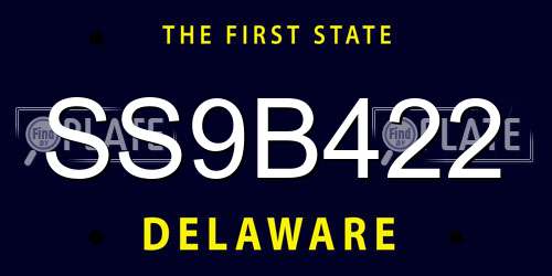 SS9B422 Delaware License Plate