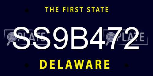 SS9B472 Delaware License Plate