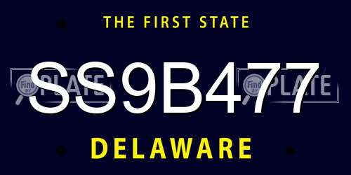 SS9B477 Delaware License Plate