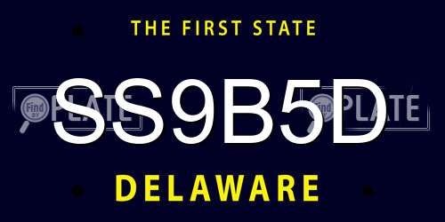 SS9B5D Delaware License Plate