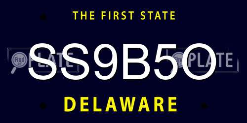 SS9B5O Delaware License Plate