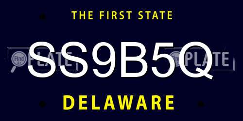 SS9B5Q Delaware License Plate