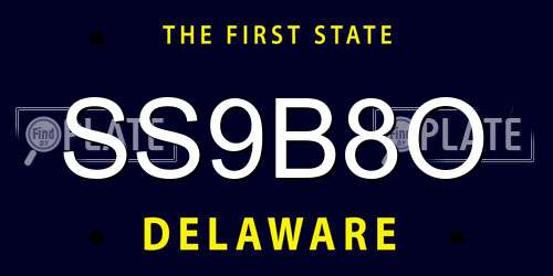 SS9B8O Delaware License Plate