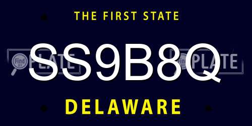SS9B8Q Delaware License Plate