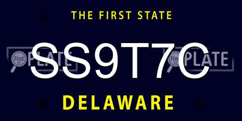 SS9T7C Delaware License Plate