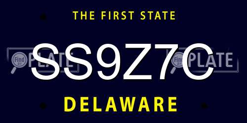 SS9Z7C Delaware License Plate