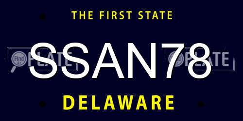 SSAN78 Delaware License Plate