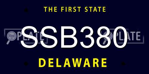 SSB380 Delaware License Plate