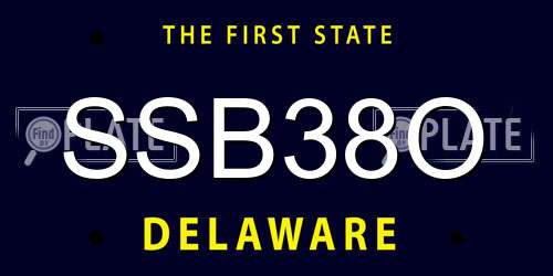 SSB38O Delaware License Plate
