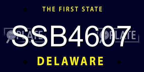 SSB4607 Delaware License Plate