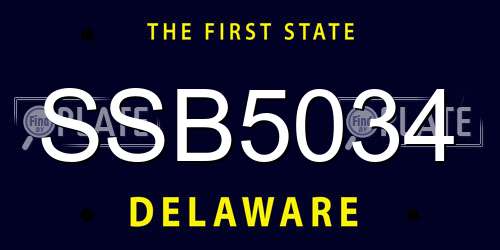 SSB5034 Delaware License Plate