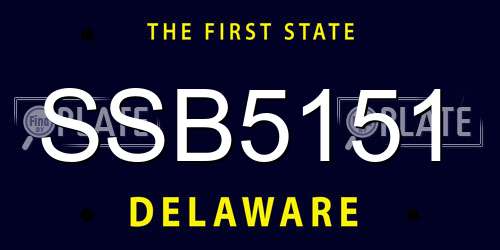 SSB5151 Delaware License Plate