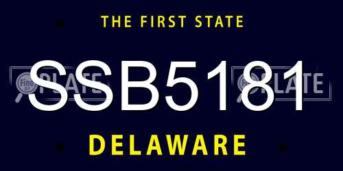 SSB5181 Delaware License Plate