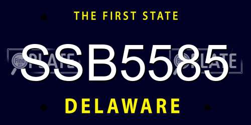 SSB5585 Delaware License Plate