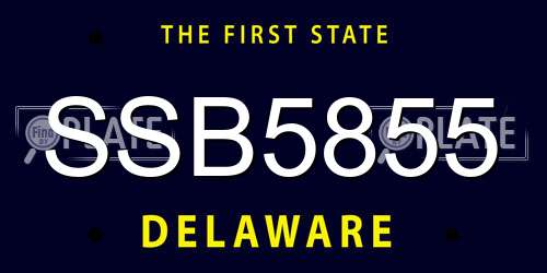 SSB5855 Delaware License Plate