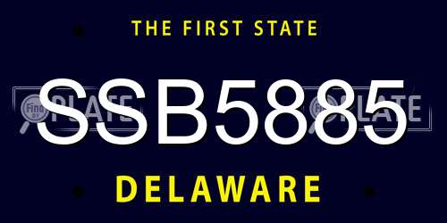 SSB5885 Delaware License Plate