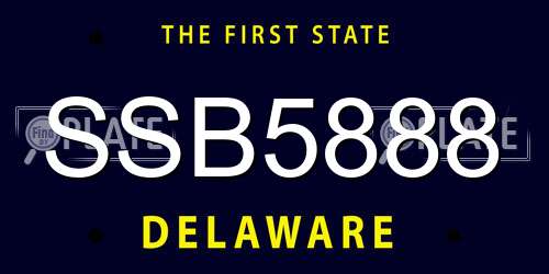 SSB5888 Delaware License Plate