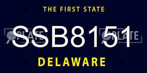 SSB8151 Delaware License Plate