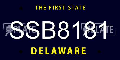 SSB8181 Delaware License Plate