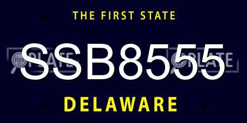 SSB8555 Delaware License Plate