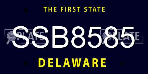 SSB8585 Delaware License Plate