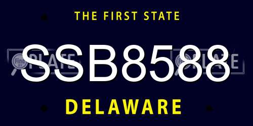 SSB8588 Delaware License Plate