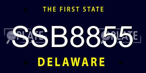 SSB8855 Delaware License Plate