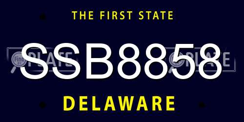 SSB8858 Delaware License Plate