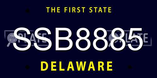 SSB8885 Delaware License Plate