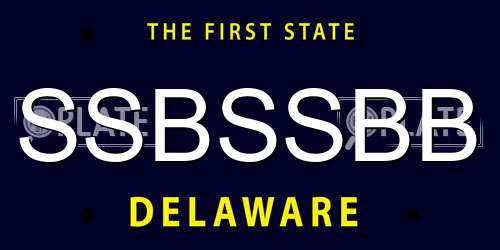 SSBSSBB Delaware License Plate