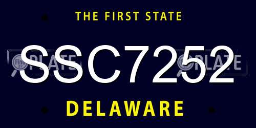 SSC7252 Delaware License Plate