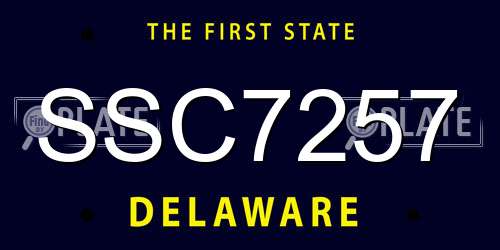 SSC7257 Delaware License Plate