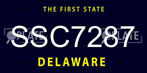 SSC7287 Delaware License Plate