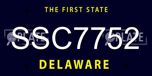 SSC7752 Delaware License Plate