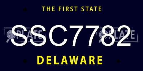 SSC7782 Delaware License Plate