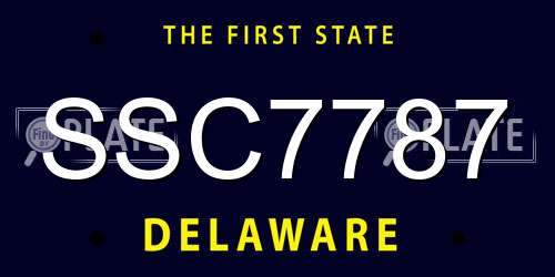 SSC7787 Delaware License Plate