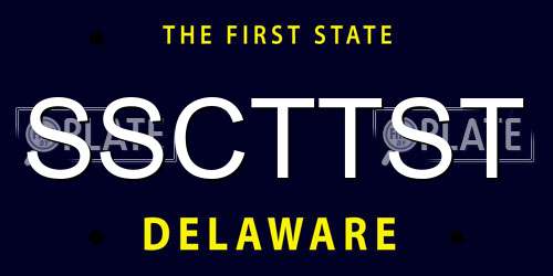 SSCTTST Delaware License Plate