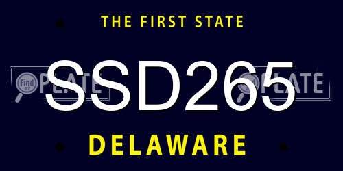SSD265 Delaware License Plate