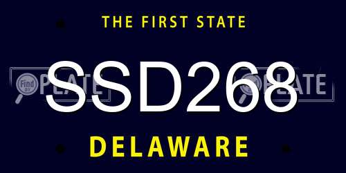 SSD268 Delaware License Plate