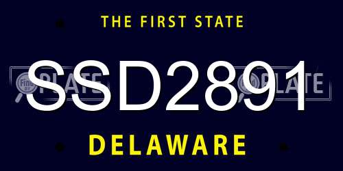 SSD2891 Delaware License Plate