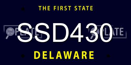 SSD430 Delaware License Plate