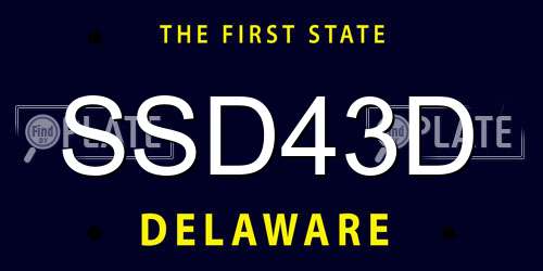 SSD43D Delaware License Plate
